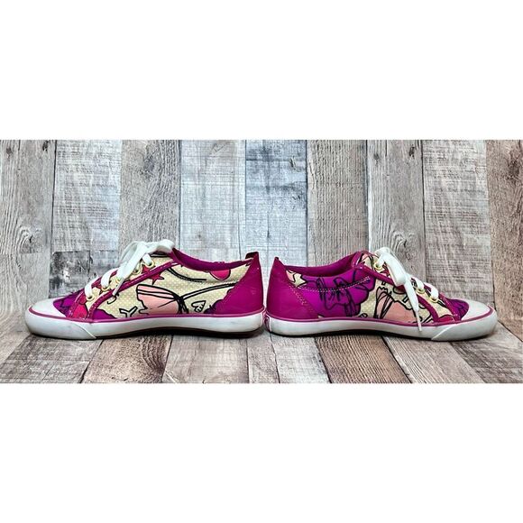 Coach Barrett Q675 Poppy Pink Petal Leather Sneakers Floral Y2K Colorful sz 7B - Picture 2 of 13